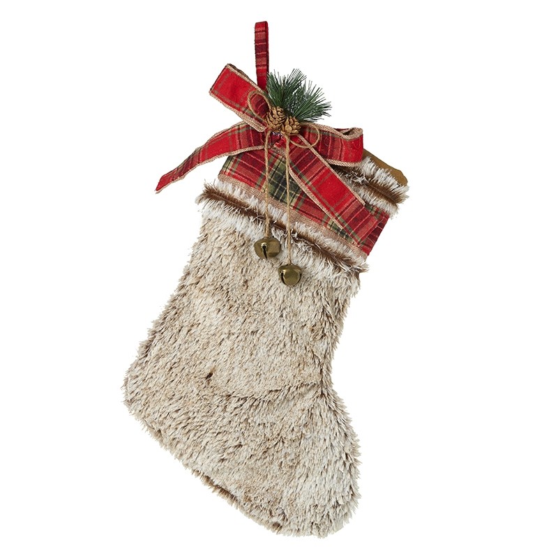 Furry Stocking With Bow And Bells – Nellie's Wooden Workshop
